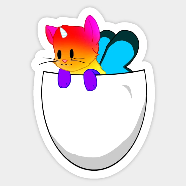 rainbow butterfly unicorn kitten pocket Sticker by chibifox